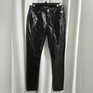 SAINT LAURENT‎ Runway Black Vinyl High Waist Slim Shiny Skinny Pants 28